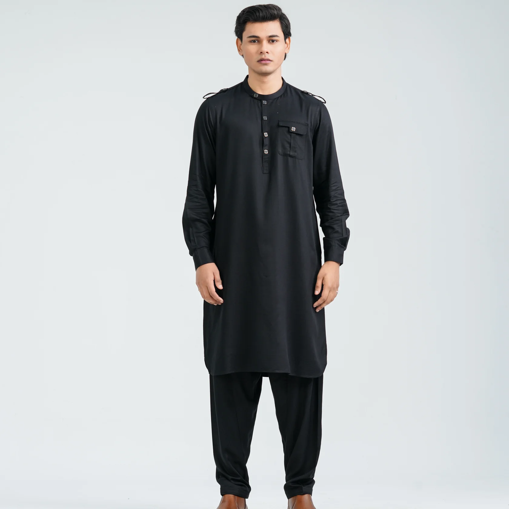 Men’s Black Viscose Kabli